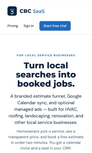 CBC SaaS product screenshot