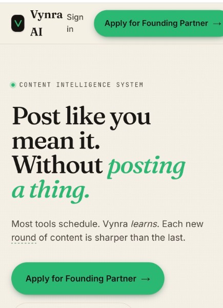 Vynra AI product screenshot